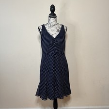 Kate Young for Target Navy Blue Polka Dot Dress Flounce Hem 12