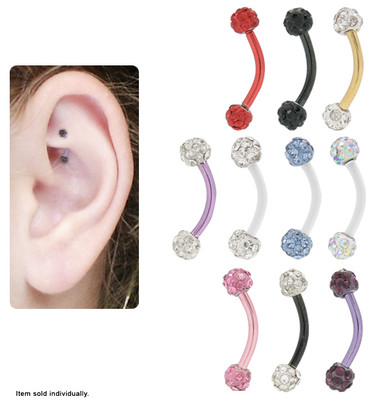 Titanium Curved Rook Earring with Cz Jewels