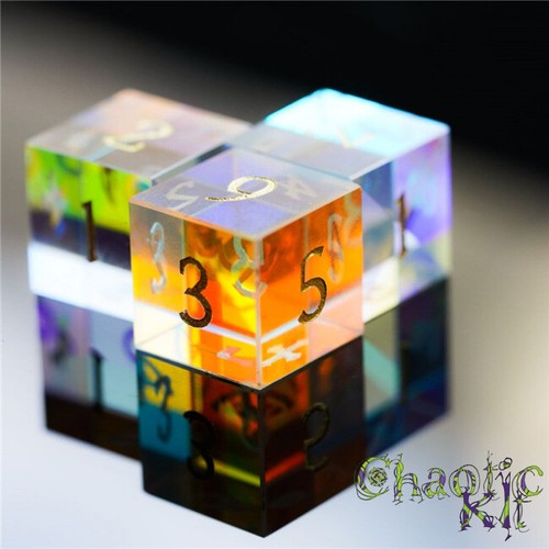 Rainbow Crystal D6 Dice. Beautiful Dungeons and Dragons DND Tabletop RPG games - Picture 7 of 12
