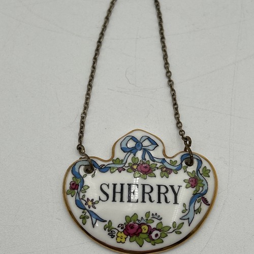 Set Of 2 VTG Crown Staffordshire Bone China Decanter Bottle Tags Brandy/Sherry - Picture 2 of 9
