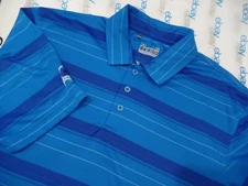 Under Armour UA Golf  Polo Shirt Men's Size L Blue Stripe hackberry creek