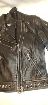 Harley Davidson Women's SMALL Black Leather Motorcycle Jacket