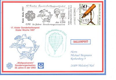 17. Kieler Sonderballonpost  Aufstieg Ballon D-Osee  Kieler Woche 1997