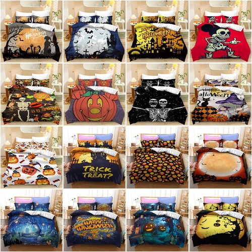 3D Halloween Moon Skull Quilt Duvet Cover Set Pillowcase Single Queen King Sizes - Picture 4 of 21