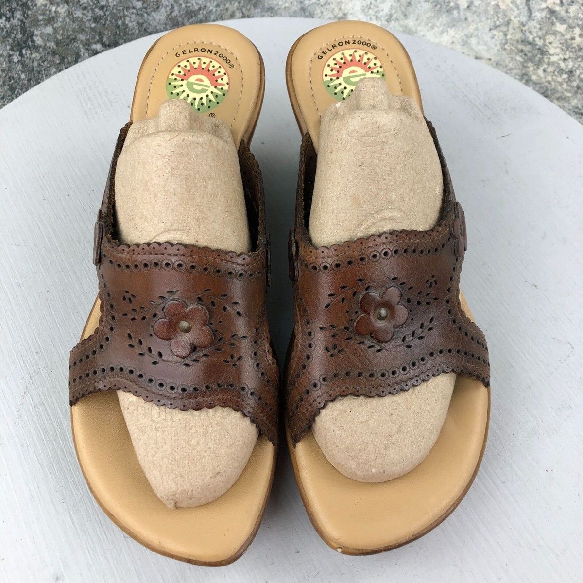 Earth Spirit Women's Size 8 Gelron 2000 Brown Open Toe Slip On Wedges  Sandals | eBay