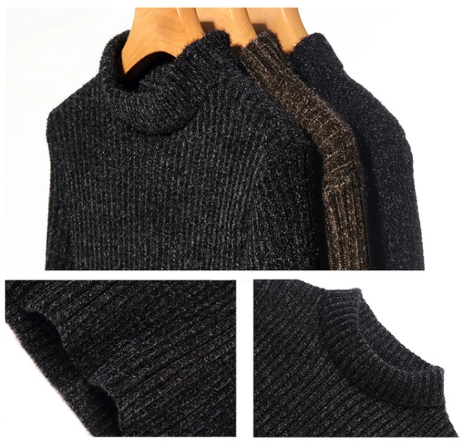 Suéter Otoño/Invierno Delgado Cuello Alto Color Sólido Pullover Para Hombre Informal Tejido* Foto 2 de 4