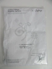 Craftways Herrschners 2018 Stamped Cross Stitch Kit Holiday Village 4 Napkin Kit