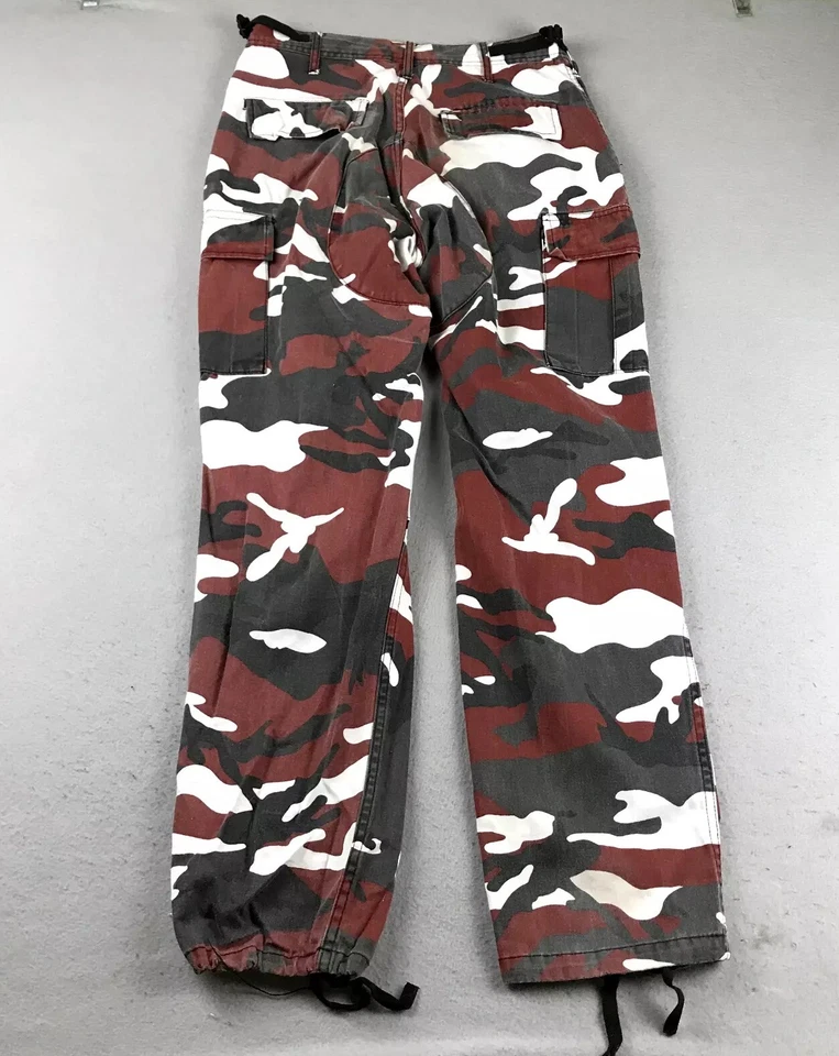 Rothco BDU Jeans Adult Small Regular Red Gray Camo US Army Ankle Tie Uniform - Image 3 of 4