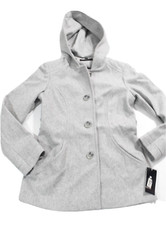 Jason Kole Women Wool Hooded Wool Coat Jacket New S Gray Belt Missing