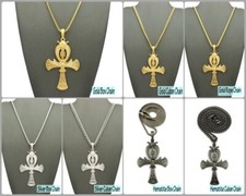 Egypt Ankh Cross Key of Life Pendant 24" Box, Cuban, Rope Chain Necklace XYP2