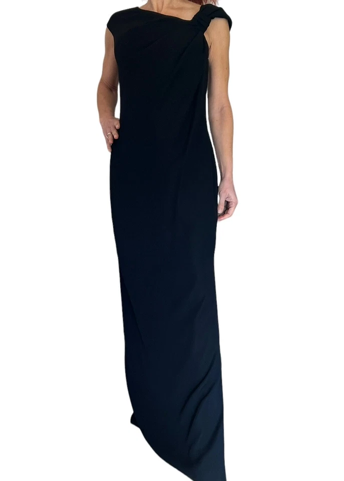 VESTIDO FORMAL PAMELLA ROLAND NEGRO ABERTURA LATERAL ASIMÉTRICO SIN MANGAS 6 Foto 4 de 4