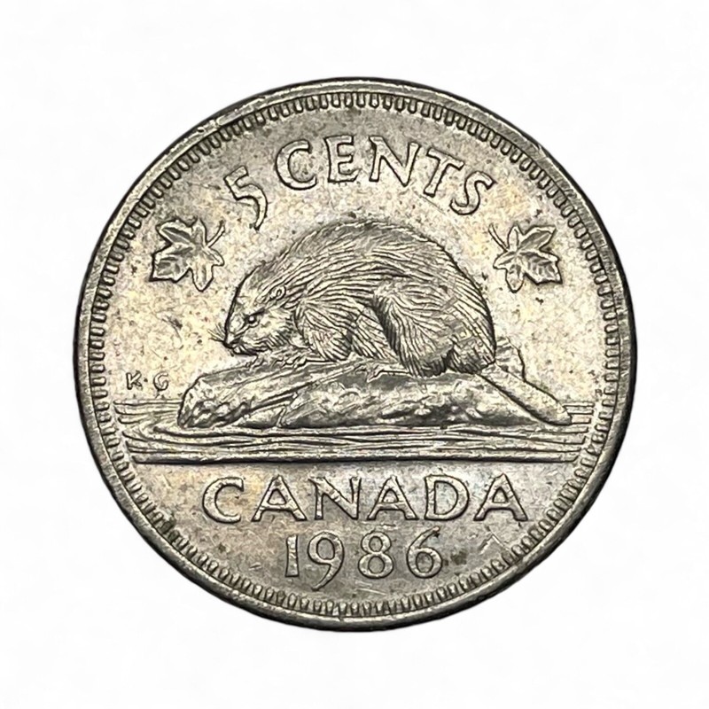1986 Canada 5 Cents Beaver Nickel Queen Elizabeth II KM#60.2a Canadian Coin