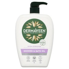 Dermaveen Extra Gentle Shower and Bath Oil 1L Oatmeal Smoothe Dry Irritated Skin