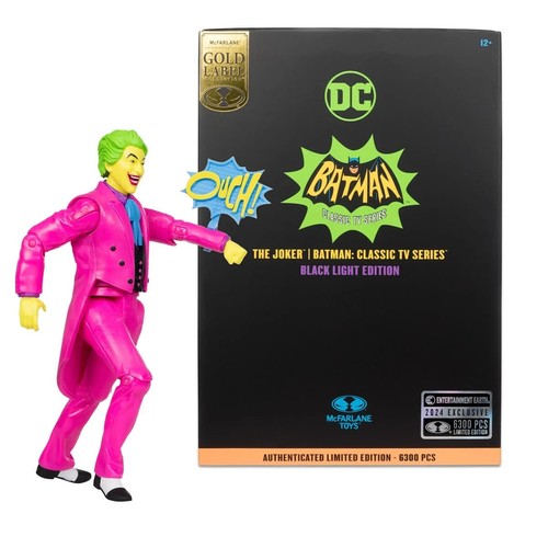 DC Retro The Joker Batman: Classic TV Series Black Light Gold Label 6" Action - Picture 3 of 7