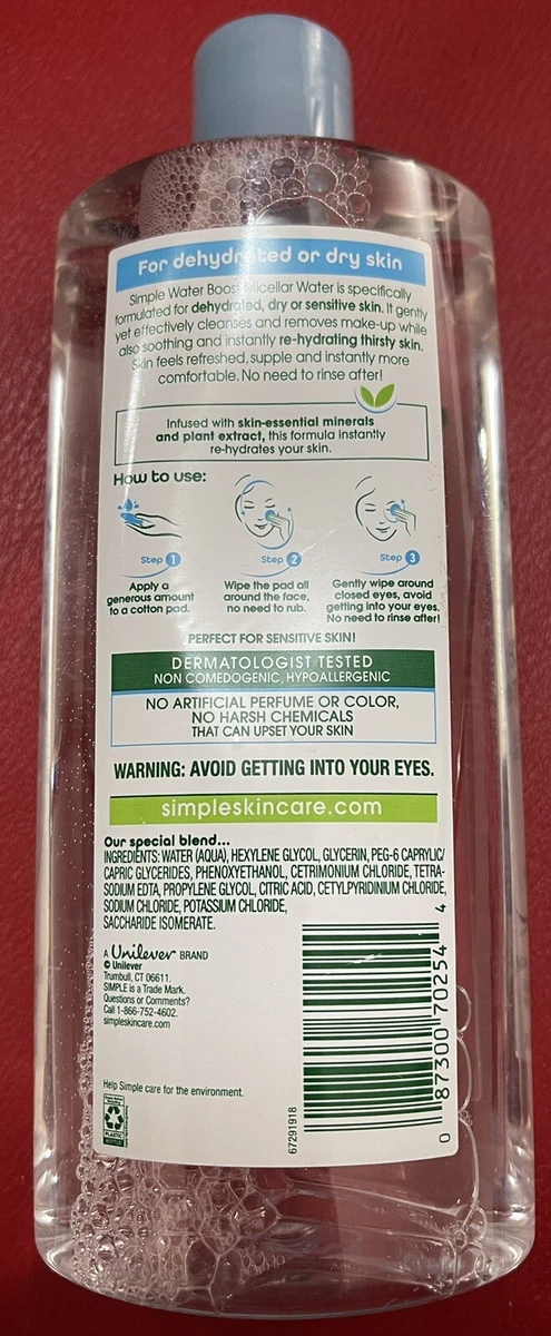 Simple micellar clearance water ingredients
