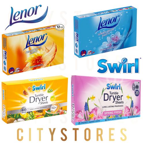 Lenor / Swirl Tumble Dryer Sheets Spring Fresh Scented Fabric Tropical
