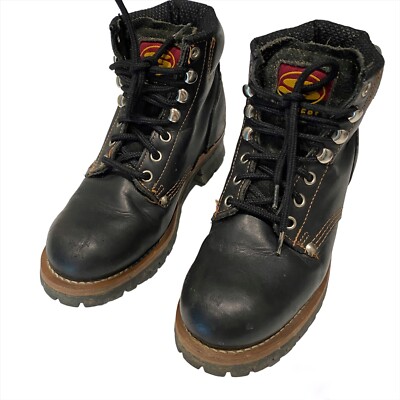Vintage 90s sketchers black leather lace up platform combat boots