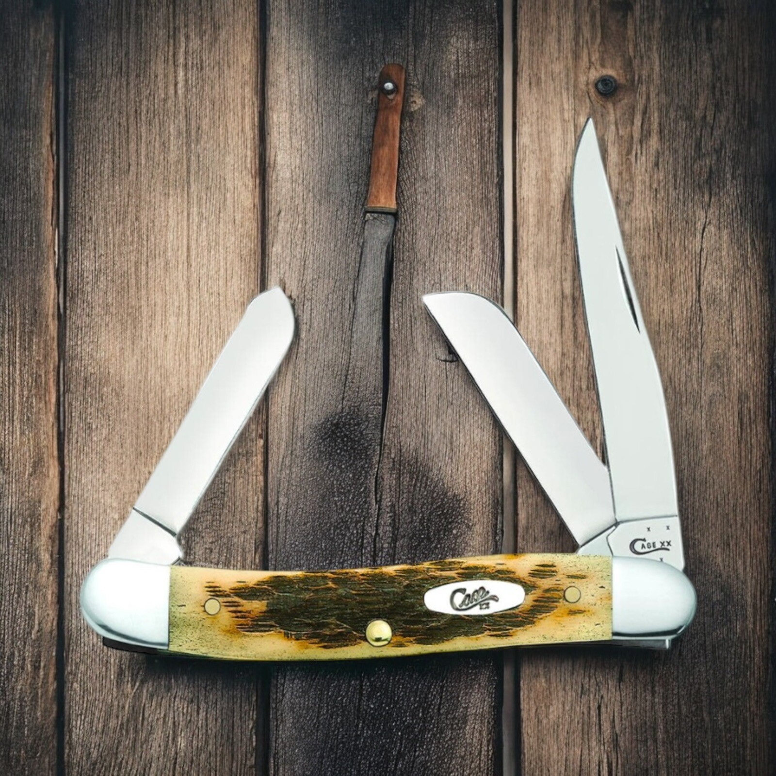 Case xx Knives Medium Stockman Jigged Amber Bone Carbon Steel Pocket Knife 00039