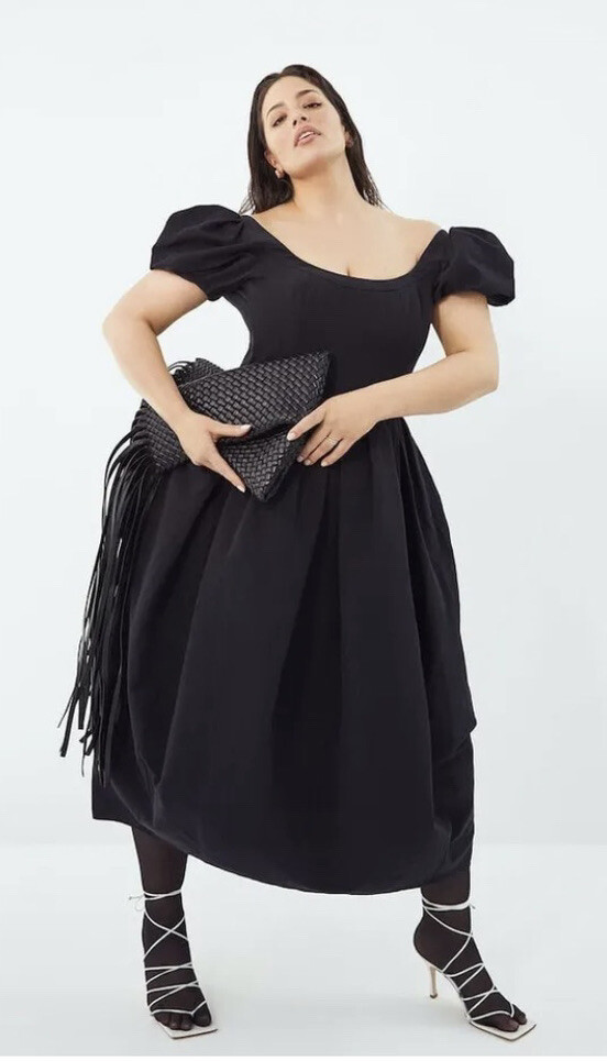 black tulle dress with sleeves Lucille Tulle Midi Dress-Black