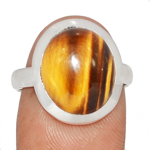 Natural Tiger Eye 925 Sterling Silver Ring Jewelry s.8 CR63004