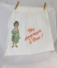 Vintage Novelty Ladies Half Apron "The Honeymoon is Over"