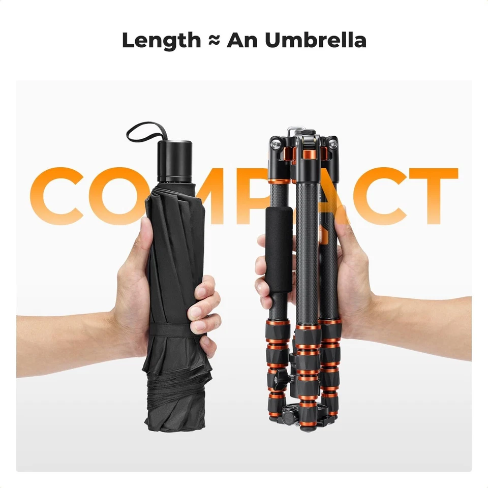 K&F Concept 60 in Carbon Fiber Camera Tripod Compact Travel Tripod for SLR DSLR - Image 4 of 4