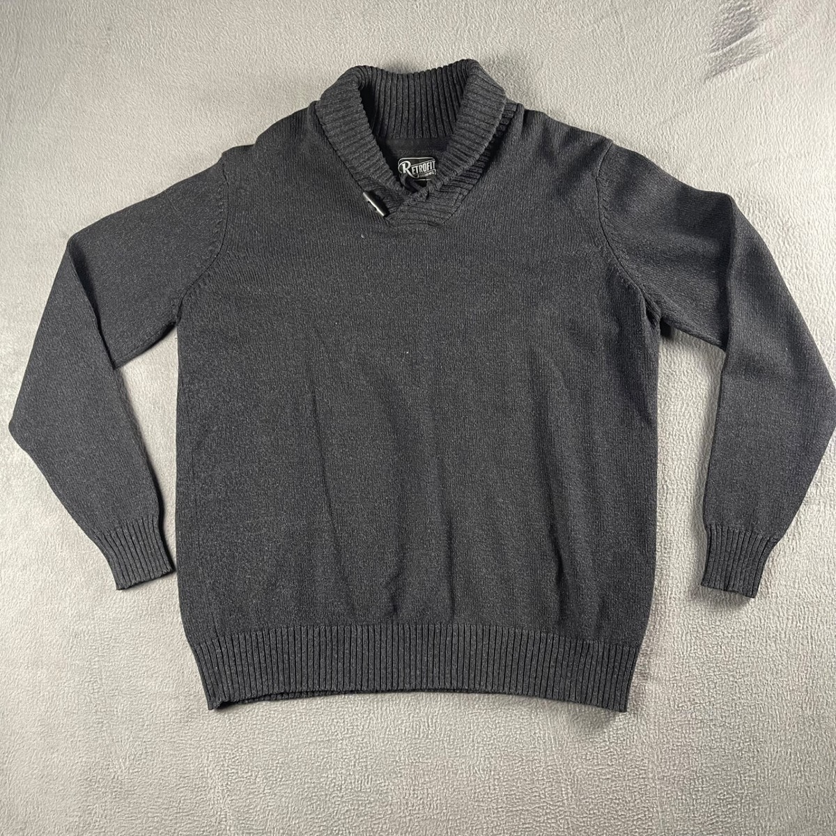 Retrofit Pullover Hi Neck Sweater Mens 2XL Gray Toggle Preppy 