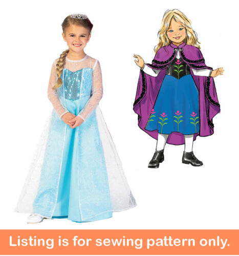 SEWING PATTERN Girls Halloween Costume Elsa Anna Dress Cape Frozen Princess 7000 - Picture 1 of 3
