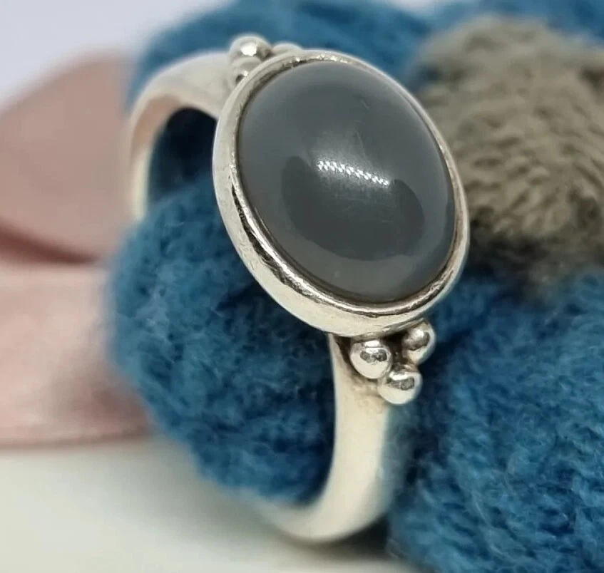 Genuine Pandora Grey Moonstone Oval Ring Size 54 925 ALE Very