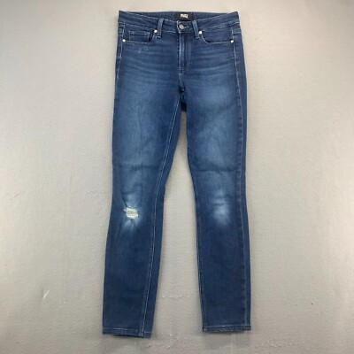 Paige Jeans Womens 27 Blue Denim Skyline Skinny Stretch Distressed