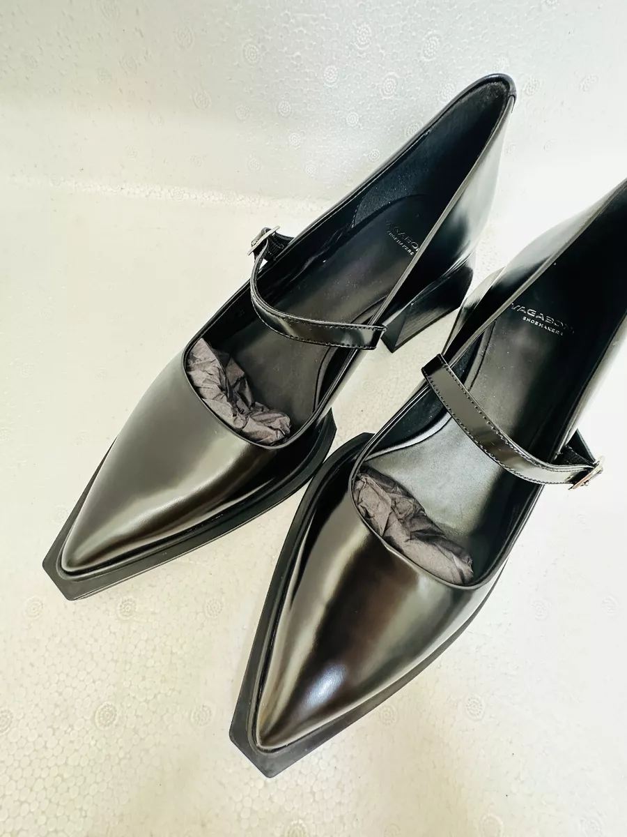 Vagabond Vivian Black Polished Leather Block Heel Toe Jane Pumps | eBay