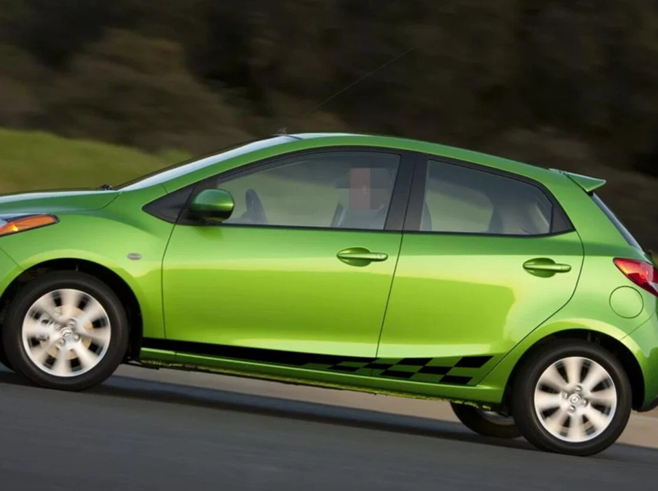Pegatina gráfica de vinilo a rayas para coche Mazda 2 puertas laterales calcomanía carreras deporte personalizada Foto 4 de 4