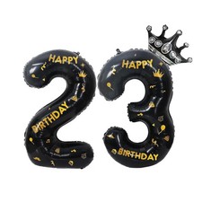 40 Inch Black Foil Balloon Number 23,Crown 23th Party Decorative Balloons,Num...