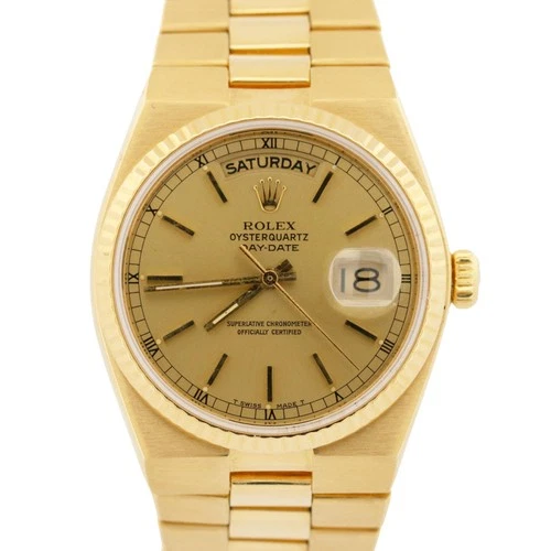 VINTAGE 1979 Rolex OysterQuartz Day-Date President CHAMPAGNE 18K Gold 19018 BOX