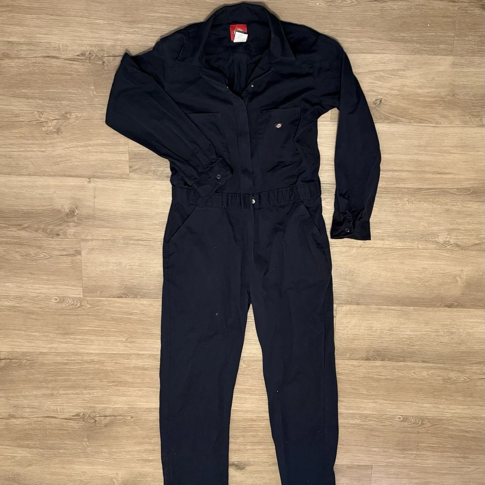 Dickies Work Utility Jumpsuit Coveralls Men’s Large 36x31 Mechanic Navy Blue - Image 2 of 4