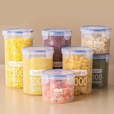4x CONTAINERS AIRTIGHT FOOD STORAGE KITCHEN ACCESSORIES CEREAL TUB LID BOXES SET