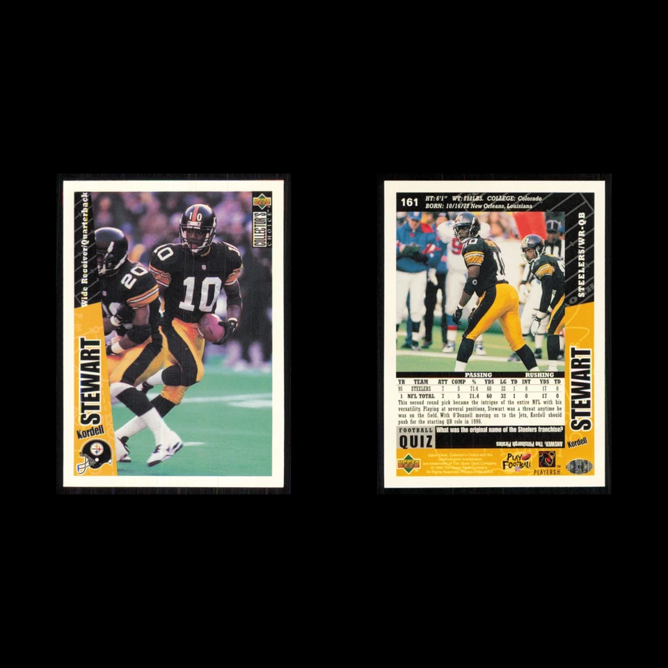 Kordell Stewart #161 1996 Collectors Choice Pittsburgh Steelers Football Card NM - Image 3 of 3