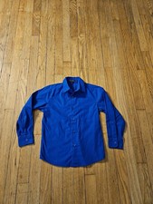 Boys George Long Sleeve Dress Shirt Solid Royal Blue Point Collared Size 6