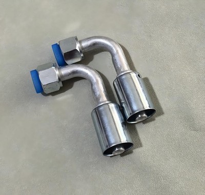 Aluminum 90 Degree #8 A/C Beadlock Fittings Female O-rings Std Barrier Hose