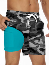 Men Swimsuit Bathing Suit Swim Trunk Quick Dry Beach Shorts with Compression Lin