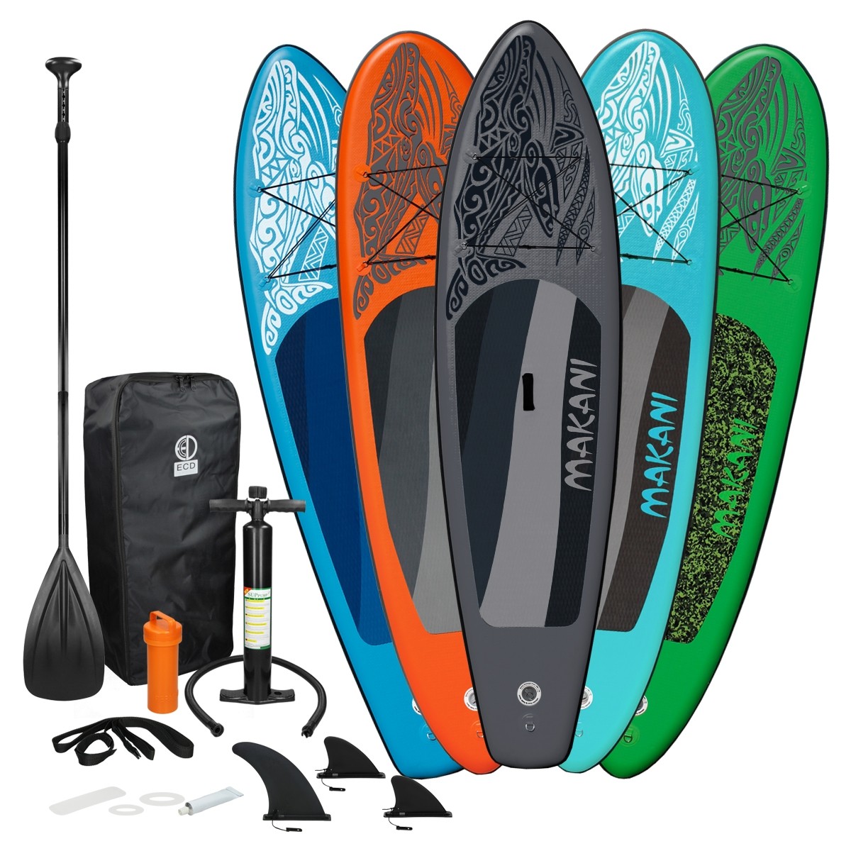 Tabla de paddle surf hinchable Makani SUP con bomba de aire mochila y accesorios