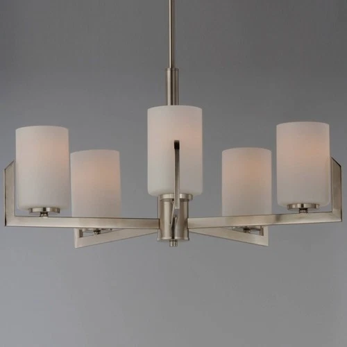 Maxim Dart 26" Wide Satin Nickel White Glass Modern 5-Light Chandelier - Picture 4 of 5