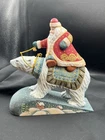 Russian - Santa riding a Polar Bear Figurine 9" - Hand Carved & Painted
