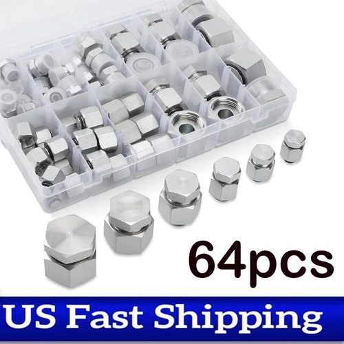 Professional 64 Pcs Heavy Duty ORFS Hydraulic Cap and Plug Kit for Pipe Fittings