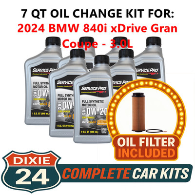 Fits: 2024 BMW 840i xDrive Gran Coupe 3.0L Synthetic Oil & Filter Kit (0W-20)