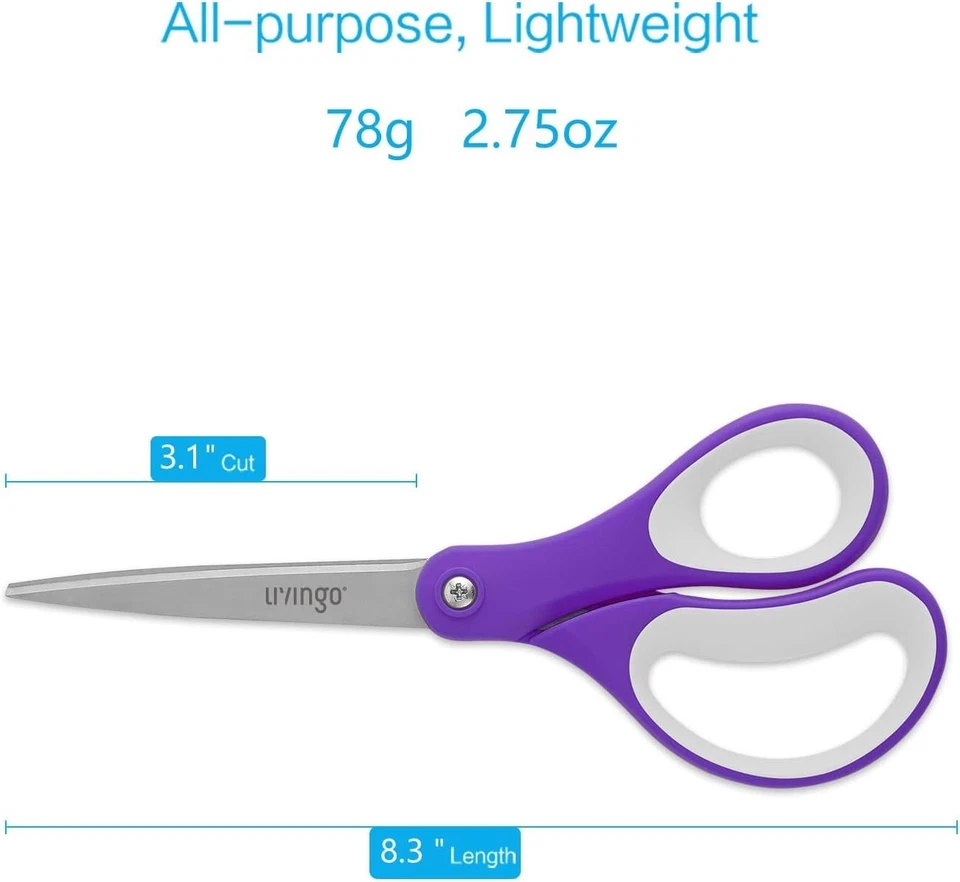 All-Purpose 24 Pack 8" Sharp Scissors - Perfect for Students & Teachers - Image 4 of 4