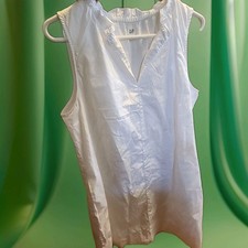  Gap Women’s White Fully Lined Large Sundress With Pockets Scalloped Collar 