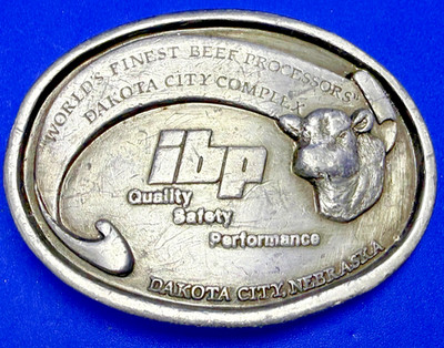 Worlds Finest Beef Processor's Dakota City Complex Slaughter House Belt Buckle