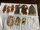 Vintage Lot Of 9 Victorian Die Cut 2 Sided Christmas Ornaments/ Santa/ Angels