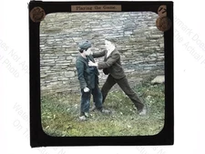 2 Boys Fighting Playing The Game Lizars Optician 1900s Magic Lantern Slide